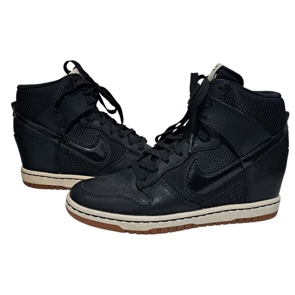 Nike Dunk Sky High Essential Team Red Y Wedge Y2K Lace Up Sneaker Sz 7 Black - Picture 10 of 13